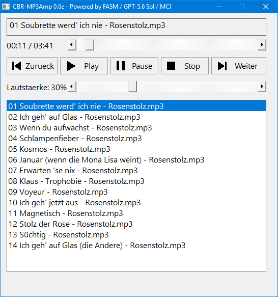 CBR-MP3Amp Hauptfenster